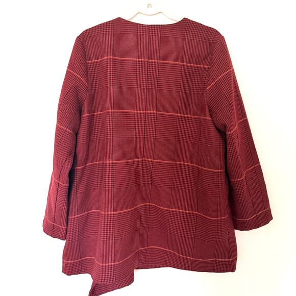 Laurie Felt Zoe Plaid Knit Fringe Trim Button Front Wrap Clueless Preppy Coat S - Picture 3 of 12